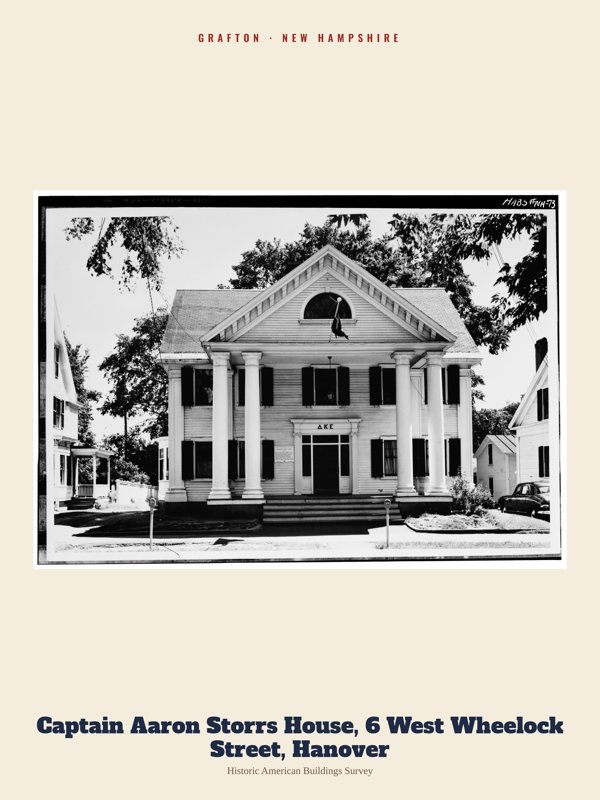 Grafton Captain Aaron Storrs House, 6 West Wheelock Street, Hanover Archive Print artwork detail