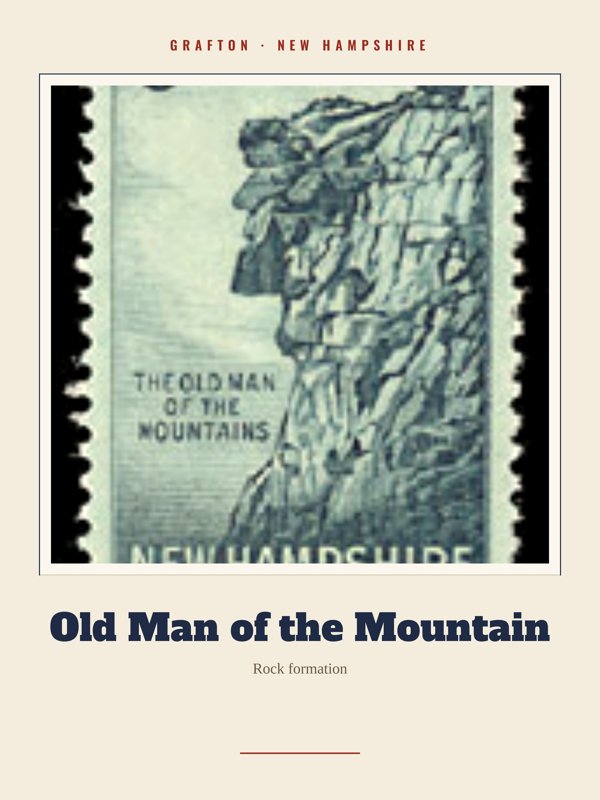 Grafton Old Man of the Mountain Landmark Print artwork detail