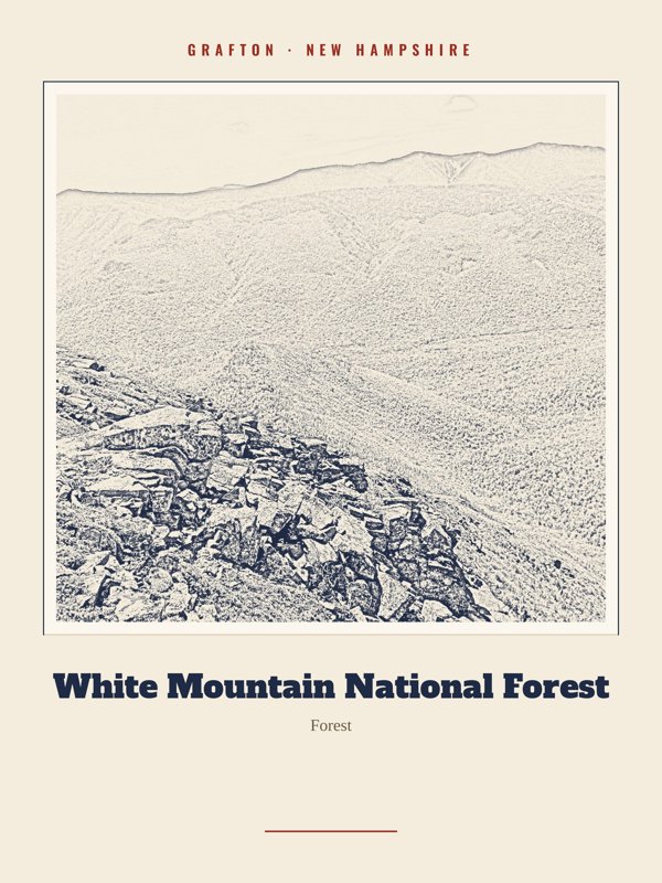 Grafton White Mountain National Forest Landmark Print artwork detail