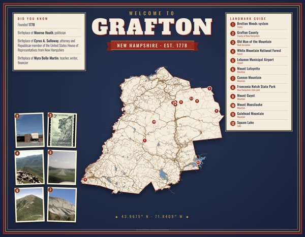 Grafton Map Placemat artwork detail
