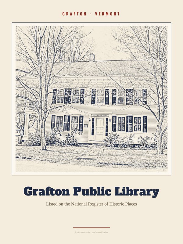 Grafton Grafton Public Library Landmark Print artwork detail
