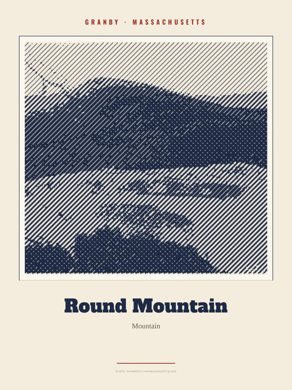 Granby Round Mountain Landmark Print artwork detail