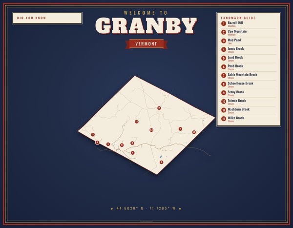 Granby Map Placemat artwork detail