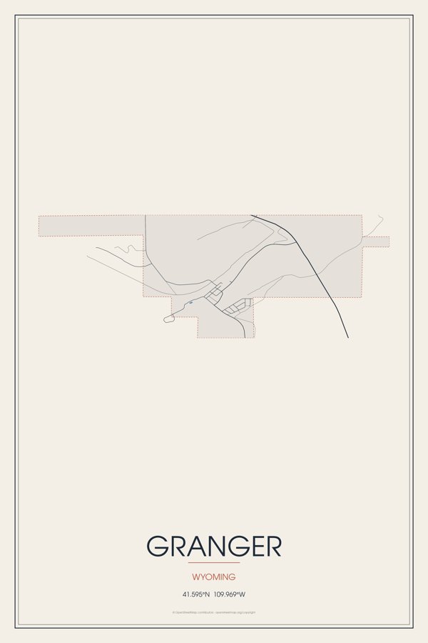 Granger Street Map Poster · Linen artwork detail