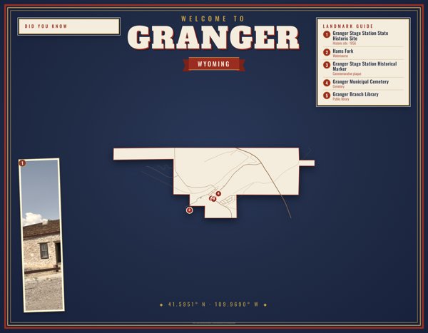 Granger Map Placemat artwork detail