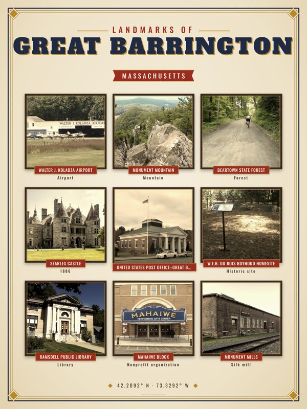 Great Barrington Landmarks Photo Poster artwork detail