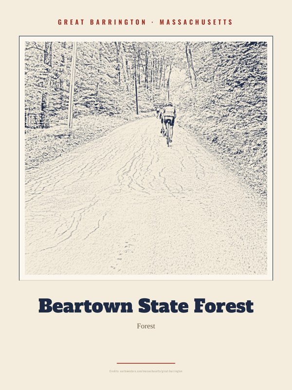 Great Barrington Beartown State Forest Landmark Print artwork detail
