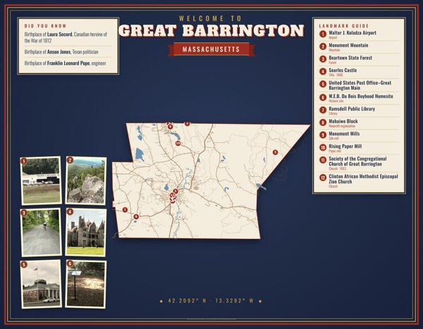 Great Barrington Map Placemat artwork detail