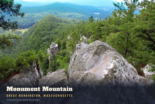 Great Barrington Monument Mountain Postcard artwork detail