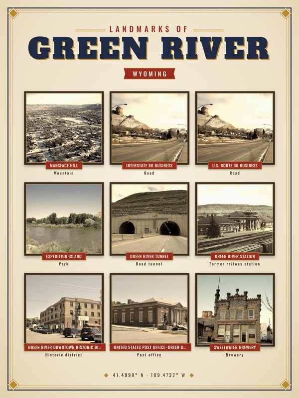 Green River Landmarks Photo Poster artwork detail
