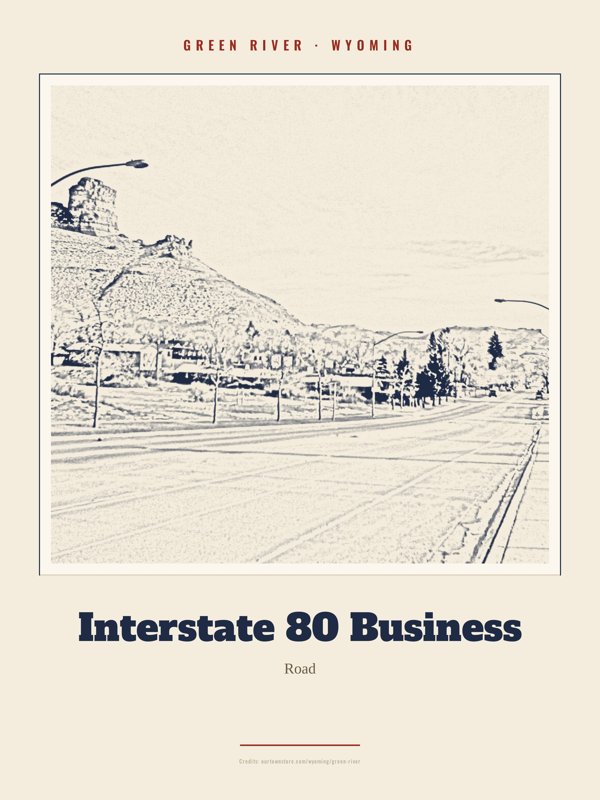 Green River Interstate 80 Business Landmark Print artwork detail