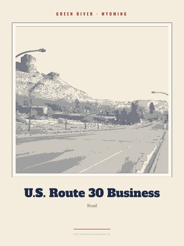 Green River U.S. Route 30 Business Landmark Print artwork detail