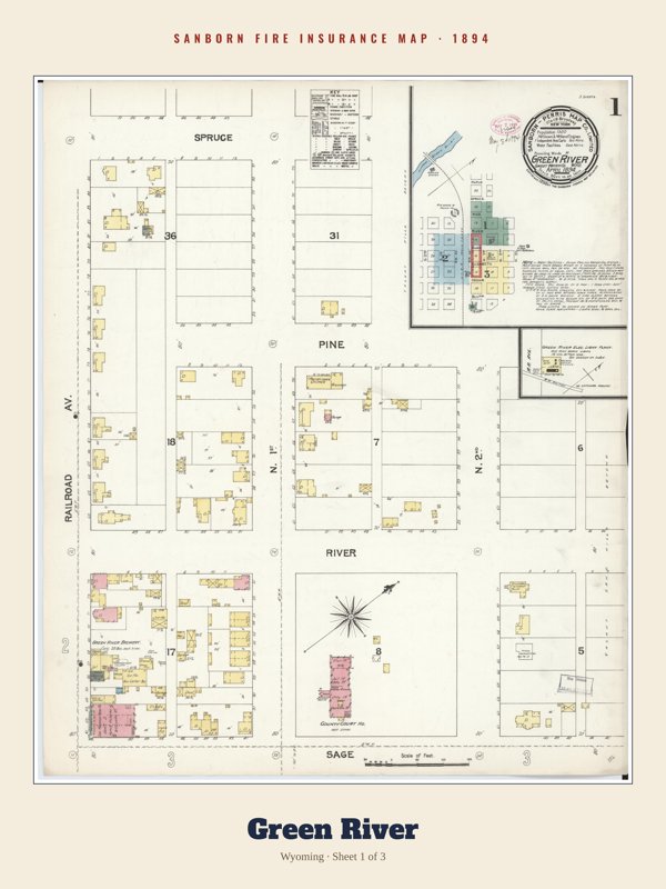 Green River Sanborn Map Print artwork detail