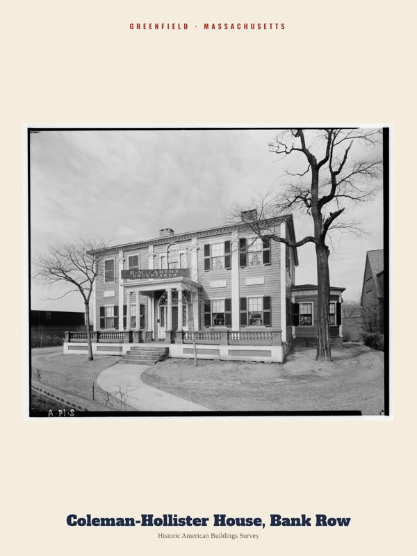 Greenfield Coleman-Hollister House, Bank Row Archive Print artwork detail
