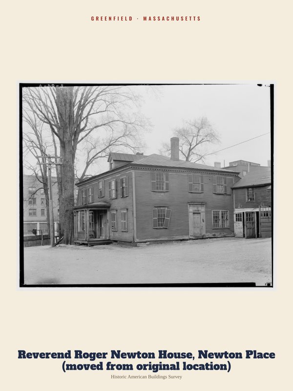 Greenfield Reverend Roger Newton House, Newton Place (moved from original location) Archive Print artwork detail