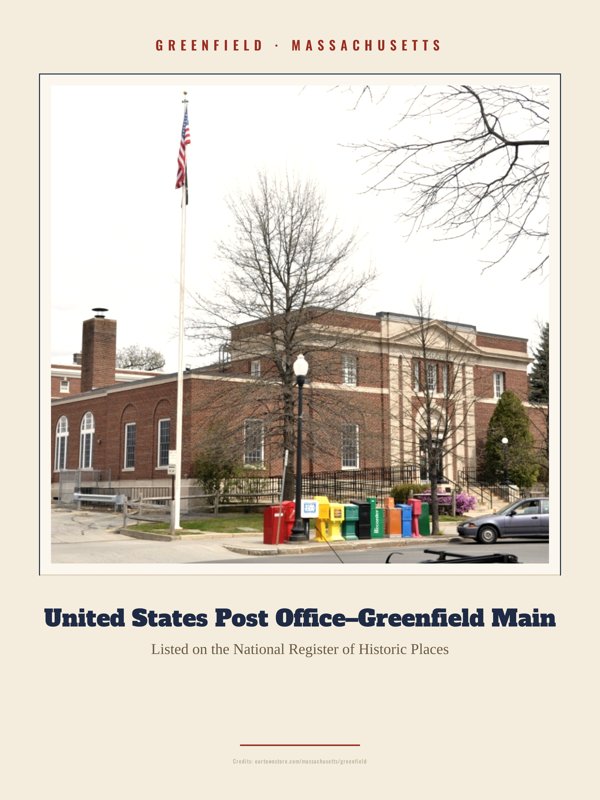 Greenfield United States Post Office–Greenfield Main Landmark Print artwork detail