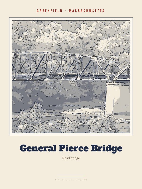 Greenfield General Pierce Bridge Landmark Print artwork detail