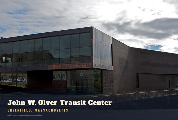 Greenfield John W. Olver Transit Center Postcard artwork detail