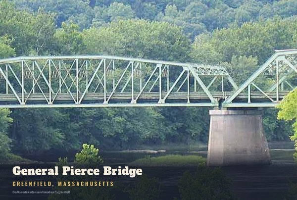 Greenfield General Pierce Bridge Postcard artwork detail