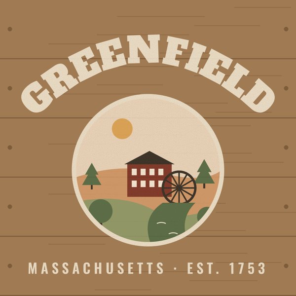 Greenfield Hometown Wood Sign artwork detail