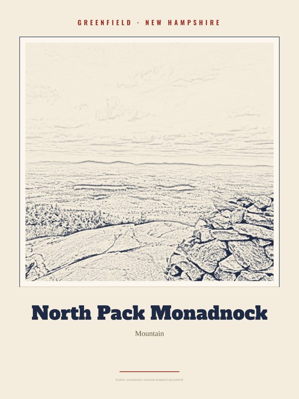 Greenfield North Pack Monadnock Landmark Print artwork detail