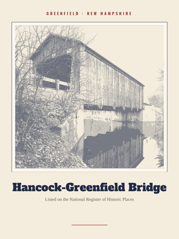 Greenfield Hancock-Greenfield Bridge Landmark Print artwork detail