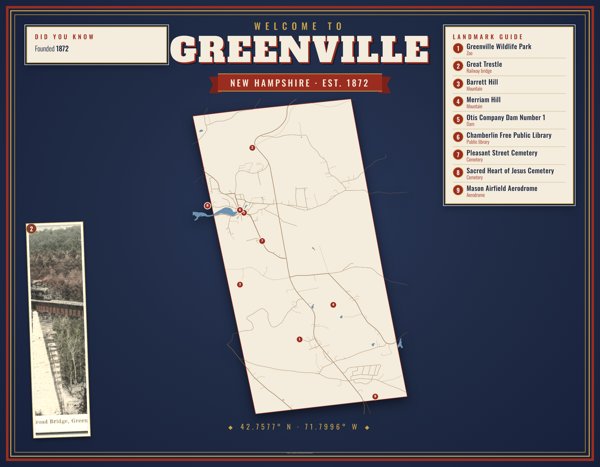 Greenville Map Placemat artwork detail