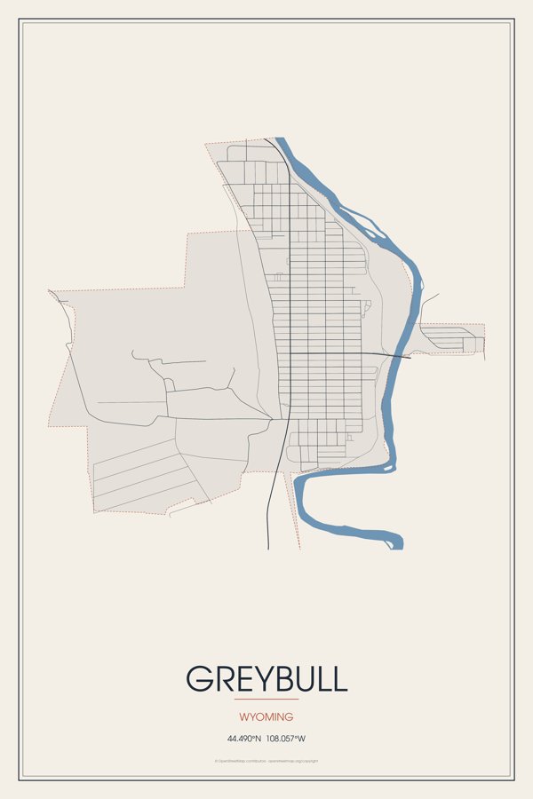 Greybull Street Map Poster · Linen artwork detail