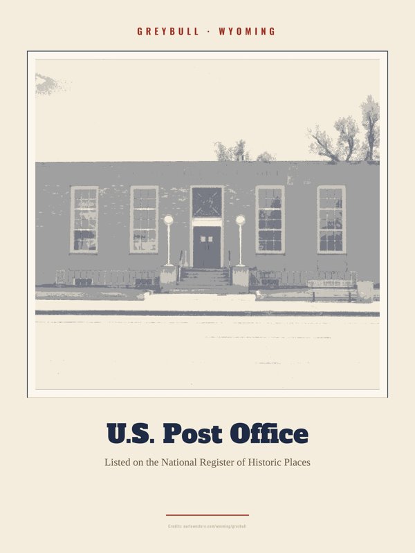 Greybull U.S. Post Office Landmark Print artwork detail