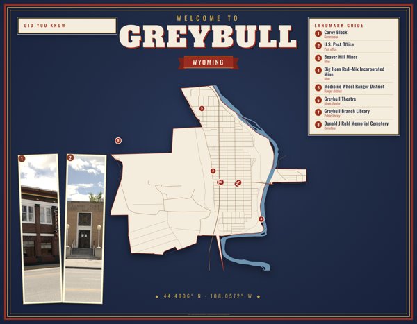 Greybull Map Placemat artwork detail