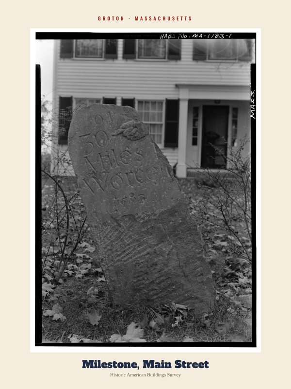 Groton Milestone, Main Street Archive Print artwork detail