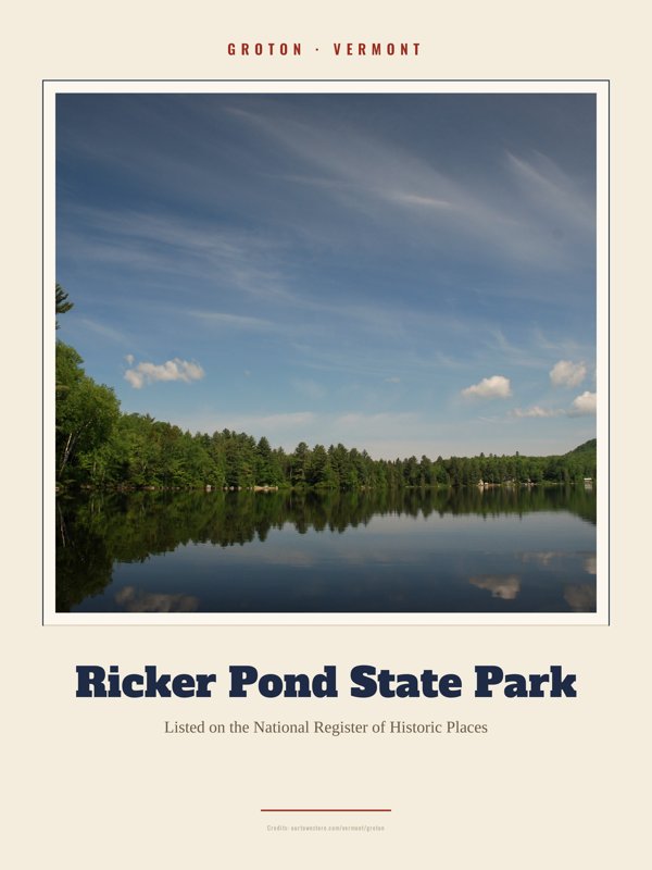 Groton Ricker Pond State Park Landmark Print artwork detail