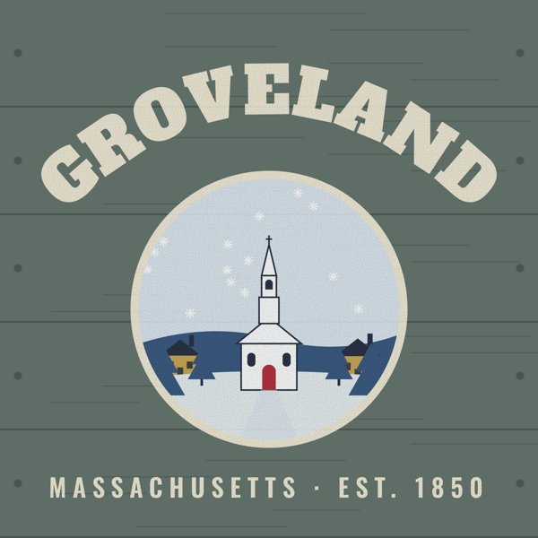 Groveland Hometown Wood Sign artwork detail