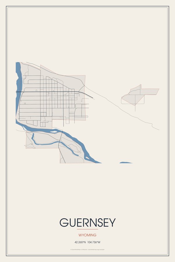 Guernsey Street Map Poster · Linen artwork detail