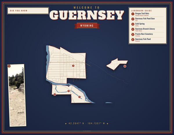 Guernsey Map Placemat artwork detail