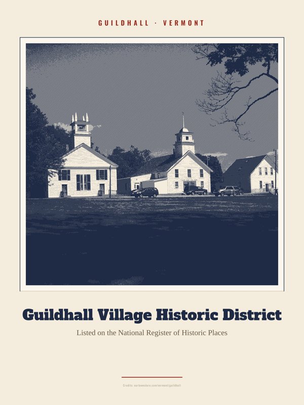 Guildhall Guildhall Village Historic District Landmark Print artwork detail