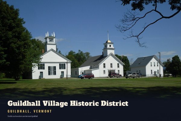 Guildhall Guildhall Village Historic District Postcard artwork detail
