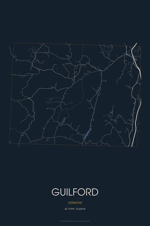 Guilford Street Map Poster · Midnight artwork detail