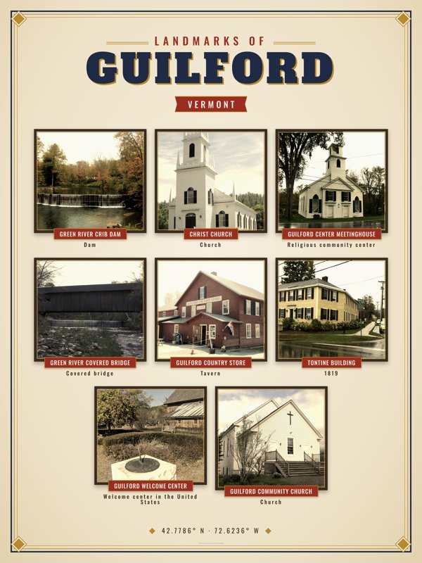 Guilford Landmarks Photo Poster artwork detail