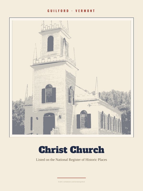 Guilford Christ Church Landmark Print artwork detail
