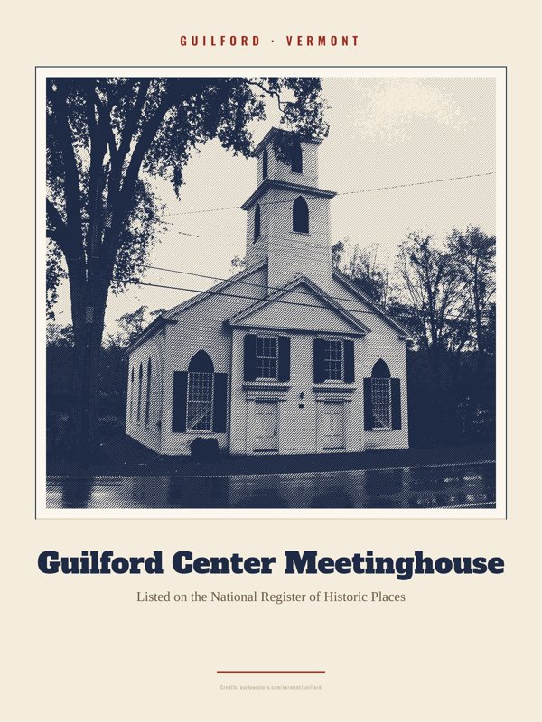Guilford Guilford Center Meetinghouse Landmark Print artwork detail