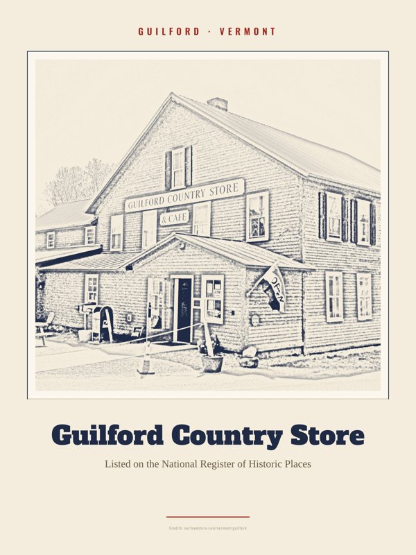 Guilford Guilford Country Store Landmark Print artwork detail