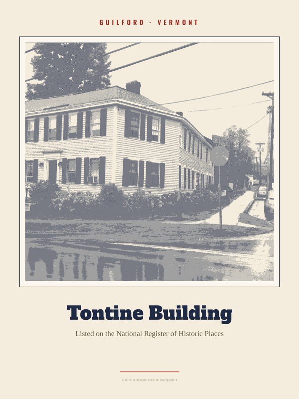 Guilford Tontine Building Landmark Print artwork detail