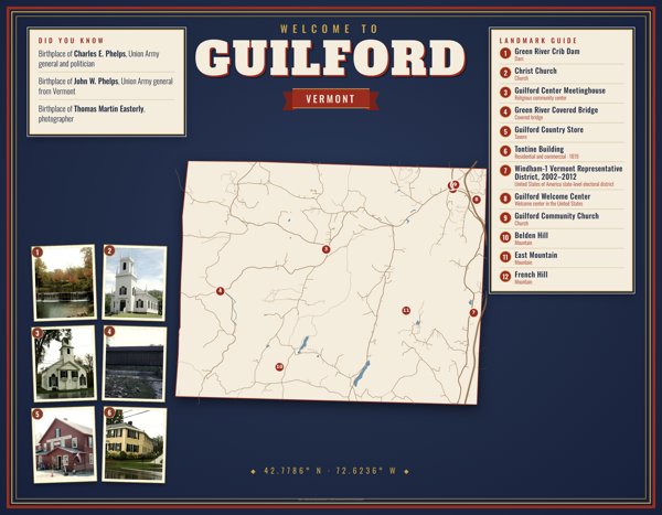 Guilford Map Placemat artwork detail