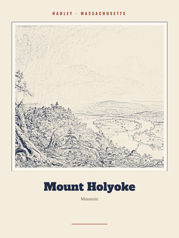 Hadley Mount Holyoke Landmark Print artwork detail