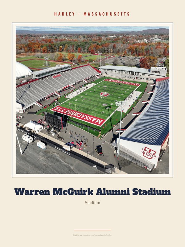 Hadley Warren McGuirk Alumni Stadium Landmark Print artwork detail