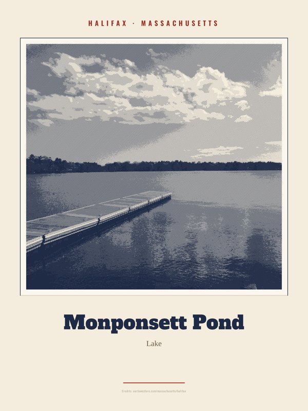 Halifax Monponsett Pond Landmark Print artwork detail