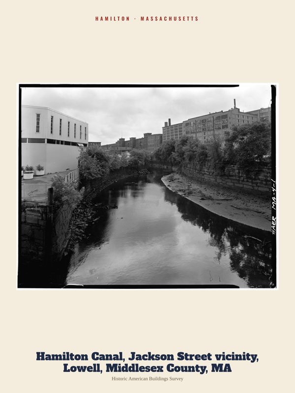 Hamilton Hamilton Canal, Jackson Street vicinity, Lowell, Middlesex County, MA Archive Print artwork detail