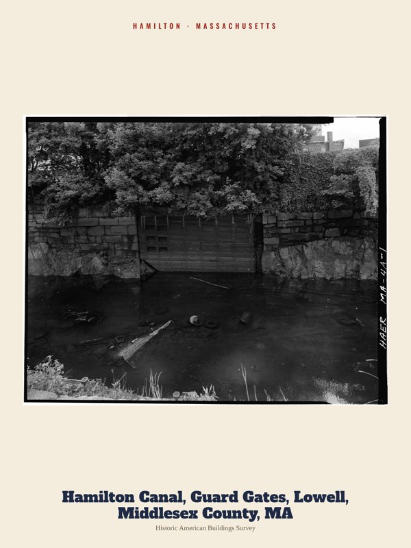 Hamilton Hamilton Canal, Guard Gates, Lowell, Middlesex County, MA Archive Print artwork detail