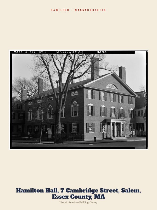 Hamilton Hamilton Hall, 7 Cambridge Street, Salem, Essex County, MA Archive Print artwork detail